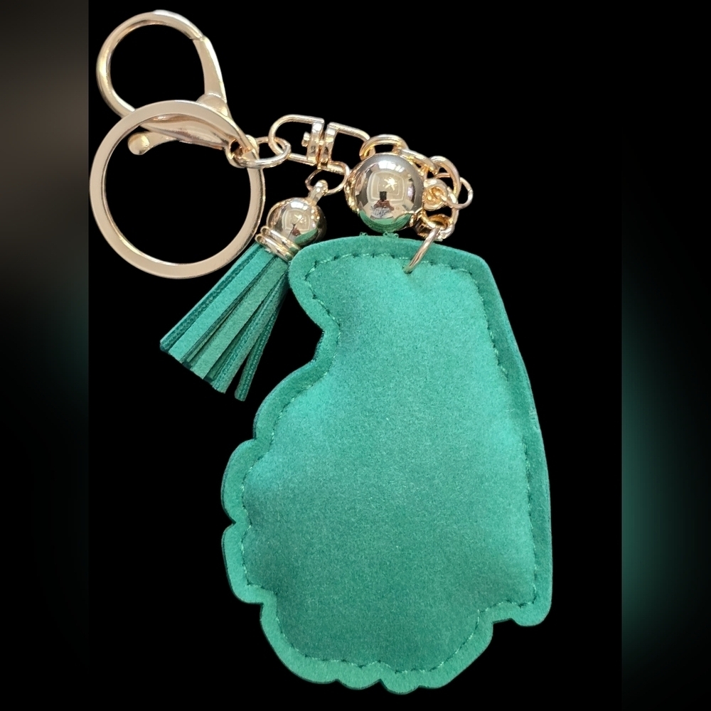 Green And Black Grenade Bag Charm Key Chain - Picture 2 of 2